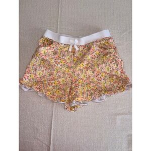 Janie and Jack Floral Ruffle Shorts age 12 Orange Yellow Excellent Cotton Knit